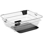 TEX-RO Utensils Basket Drainer & Dish Drainer Basket for Kitchen/Utensil Stand for Kitchen/Dish Drying Rack with Drainer/Bartan Stand/Dish Rack for Kitchen with 2 Spoon Holder(Size- 56x43x23 CM)