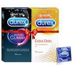 Durex Mutual Climax Condoms - 10 Count & Durex Condoms, Extra Dots - 10 Count