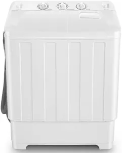 Nictemaw Portable Washing Machine 30Lbs Capacity Washer and Dryer Combo 2 In 1 Compact Twin Tub Laundry Washer (19Lbs) & Spinner (11Lbs) with Drain Pump, Time Control, for Apartment Dorms RV, White