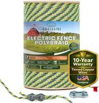 Electric Fence Polybraid 1/4" Rope 1000Ft (305m) - 6 x Tinned Copper Strands for Superior Shock - Heavy Duty Polyrope Braided - Premium Horse Wire Fencing Highly Visible - UV Rust Corrosion Resistant