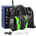 PROHEAR 033 AM FM Bluetooth Radio Headphones - Upgrade USB C Rechargeable 2000mAh Battery - Radio Headset Hearing Protection 31dB SNR - 48Hrs Playtime - Comfort Padded Headband - Green