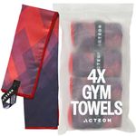 Acteon Quick Dry Microfiber Gym Towel, 4 Pack Odor-Free, Super Absorbent Workout Towels, Body Sweat