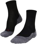 FALKE Women's RU4 Endurance Wool Running Socks, Mid Calf, Medium Cushion, Athletic, Breathable Quick Dry, Merino Wool, Black (Black-Mix 3010), 6.5-7.5, 1 Pair