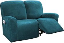 Smarcute 6 Piece Recliner Chair Cover Velvet Stretch Reclining Sofa Cover Couch Cover for 2 Cushion Seat Sofa Slipcover Furniture Covers Form Fit Removalable Thick Soft Washable (2 Seater, Deep Teal)