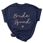 RuDily Bride Bachelorette Party Shirts Bridal Party T-Shirt Wedding Bridal Tshirt Bridesmaid Proposal Gift Bride Shirts(Bride Squad,L)