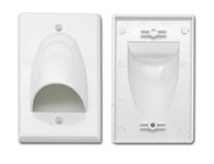 Halokny 2 Pack Single Gang Recessed Multimedia Bundled Cable Wall Plate Face Plate Panel, White(2 Pack 1-Gang Wall Plate)