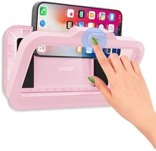 URROY Shower Phone Holder Waterproof One-Touch Open Shower Phone Case Anti-Fog & Sensitive Touchscreen Bathroom Wall Phone Mount Stand Universal Fit for iPhone & Smartphones Gift for Men Women Pink