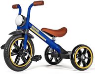 KRIDDO Kids Tricycles Age 2 Years to 5 Years, 12 Inch Puncture Free Rubber Wheel w Front Light, Adjustable Seat Height, Gift Toddler Tricycles for 2-5 Year Olds, Trikes for Toddlers, Blue