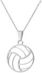 Stainless Steel Gold Plated Volleyball Pendant Necklace for Sport Necklace (silver)