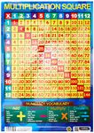 Sumbox Multiplication Square Educational Times Tables Maths Poster, Kids Room,multicoloured,11.69 x 16.54 cms