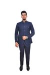 RISANI Men's Regular Fit Two Piece Wedding Bandhgala Jodhpuri Prince Suit (Blue)-40