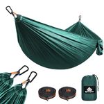 NATUREFUN Ultra-Light Travel Camping Hammock | 300kg Load Capacity,(275 x 140 cm) Breathable,Quick-drying Parachute Nylon | 2 x Premium Carabiners,2 x Nylon Slings Included | Outdoor Indoor Garden