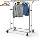 SimpleHouseware Heavy Duty Double Rail Clothing Garment Rack, Chrome