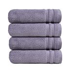 Trident Nectarsoft Hand Towels, 100% Cotton towels, Zero Twist Yarn, 4 Hand towel set, Luxurious Soft, Extra Absorbent, 625 GSM, Purple Ash