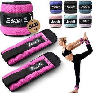 BAGAIL Ankle Wrist Weights for Women & Men, One Pair of 1/2/4/6/8/10 LBS Wearable Leg Arm Weights with Sleek Design & Secure Fit for Walking, Running, Pilates, Home Fitness & Physical Therapy - 10lb, Pink