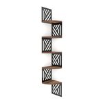 Vasemouh Five-Tier Wooden Corner Shelf,Geometric Shapes Corner Shelves for Wall, Floating Corner Shelf and Bookcase, Living Room Bedroom Bathroom Corner Shelves(7.67x7.67x0.6in).