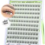 Self Adhesive Eyelashes Clusters No Glue Needed Lash Clusters Natural Look Wispy Cluster Lashes Pre-Glue Individual Lashes Extensions Reusable Self Adhesive Lashes Clusters with Tweezers by GVEFETIEE (C curl;10-12mm)