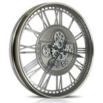 DORBOKER Real Moving Gears Wall Clock Large Modern Metal Clocks for Living Room Decor, Industrial Steampunk Unique Vintage Rustic Decorative Clock for Home Farmhouse Office, 53.5cm,Gunmetal Roman