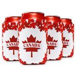 4Pack Canada Beer Can Cooler Sleeves, Reusable Maple Leaf Beer Koozies Neoprene Can Covers for Beer Coke Soda Insulator Water Bottle Sleeve for Canada Day Party Supplies Decorations