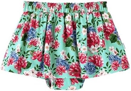 BambooBud Baby Girls Pleated Skirt with Diaper Cover Toddler Girls Cute Soft Infant Bloomers Shorts Babies Outfit Skorts, Turquoise/Floral, 3-6Months