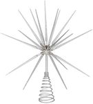 Roman 133173 Silver Burst Tree Topper with Spike on Spring, 15 inch