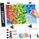 ARTDOT A4 Light Pad for Diamond Painting Accessories, USB Powered Light Board for Diamond Art Kits, Adjustable Brightness LED Light Box with Detachable Stand and Clips