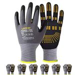 LOCCEF Endurance Knit Work Gloves MicroFoam Nitrile Coated-6 Pairs,Tacky Dot Grip, Multi Purpose,Micro-Foam Gloves (6/XS, Grey 6-Pairs)