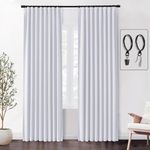 SHINELAND 90 Inch Sound Proof Deadening Blackout Curtains for Window,White Curtains 90 Inches Long for Living Room 2 Panels Set,Back Tab Sound Sun Blocking Proof Darkening Curtain 90 Inch for Bedroom