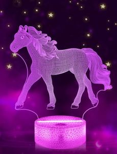 FULLOSUN Horse Gifts for Girl, Horse 3D Night Lights for Kids Illusion Lamp 16 Colors Changing with Remote Birthday Gifts for Child Baby Boy and Girl