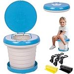 LAQPPSS Collapsible Potty for Toddler Travel - Portable Car Potty with Quick Installation - Portable Toilet for Kids - Includes 4 Car Seat Hooks (Large Green Potty）