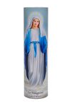 Lady of Miracles LED Flameless Devotion Prayer Candle, Religious Gift, Safe for Hospitals, Homes, Children, Has 6 Hour Timer for More Hours of Enjoyment and Devotion! Dimensions 8.1875" x 2.375"