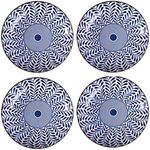 Gegong 4 Pack Blue and White Porcelain Dish Serving Plates Floral Dinner Shallow Plates Appetizer Salad Dessert Snack Plate (8 inch,Willow Leaves)