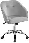 Yaheetech Velvet Desk Chair, Makeup Vanity Chair with Adjustable Tilt Angle, Modern Swivel Office Chair Upholstered Armchair Study Chair for Living Room and Makeup Room Light Gray