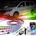 Kairiyard 4Pcs Underglow LED Lights for Cars, Dream Color Chasing Car Underglow kit APP & Remote Control RGB Multicolor Music Sync Under Car Lighting Neon Strips Light Waterproof for Car Trucks SUVs