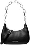 Michael Kors Cora Medium Pebbled Leather Shoulder Bag Black Silver, Black Silver, Medium, 35R3GM9M1L