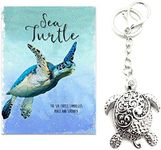 Smiling Wisdom - Sea Turtle - Animal Greeting Card with Serenity Peace Harmony Message and Keychain Gift Set - Woman - (Sea Turtle - Keychain)