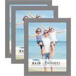 Icona Bay 10x8 Picture Frames (Grey, 3 Pack), Sturdy Wood Composite Photo Frames 10 x 8, Sleek Design, Table Top or Wall Mount, Exclusives Collection