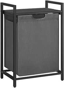 VASAGLE Laundry Hamper, Laundry Basket, Laundry Sorter, with Pull-Out and Removable Laundry Bags, Shelf, Metal Frame, 17.2 Gallons (65L), 19.7 x 13 x 28.4 Inches, Black and Gray