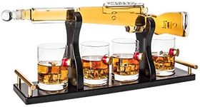 The Wine Savant Gifts for Men Dad, 1000ml Whiskey Rifle Gun Decanter 22.5" Set with Bullet Glasses, Shotgun Dad Birthday Gift Ideas, Anniversary Stuff Gift Him, Dispenser Present Liquor Vodka Bar