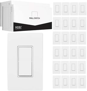 MOES Paddle Rocker Light Switch, Single Pole On or Off Light Switch 15Amp 120V, Glossy Black Decorator, Self Grounding (24)