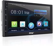 Pyle Double DIN Car Stereo Receiver - 7 inch 1080P HD Touch Screen Bluetooth Car Radio Audio Receiver Multimedia Player - WiFi/GPS/AM/FM Radio, Mirror Link for Android/iOS, Rear View Cam Support