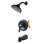 Shower Faucet Tub Kit Spout Set (Valve Included) Matte Black, DAYONE Bathroom Shower Trim Kit with 5-Function Spray Head, Single Handle Shower Complete Combo Wall Mount, APT126MB