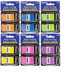 BAZIC Products Neon Page Marker Dispensers, Sticky Notes for Study Materials, Office Use, Sign Here & Neon Colored Page Markers for Books and Documents, 1x1.7, 60 Flags/Pack, 288-Packs