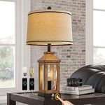 G-SAFAVA 23.75" Farmhouse Table Lamps Set USB A+C Charging Ports 3-Way Dimmable Touch Control Lamp Nightlight Vintage Modern Lamp for Living Room Bedroom with 2 Light Sources