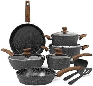 Kitchen Academy Lot Poele et Casserole Induction, Set Poele et Casserole Induction 12 Pièces Batterie de Cuisine avec Couvercle, Revêtement Antiadhésif