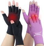 2 Pairs Arthritis Gloves for Pain Relief, Compression Gloves for Arthritis, Carpal Tunnel, Osteoarthritis, Joint, Typing, Driving, Fingerless Hand Gloves for Women Men (Pure Black1+Purple1, Large)