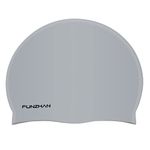 Funzhan Adult Swimming Pool Cap Stretchable Waterproof Non-Slip Swim Cap Comfortable Silicone Swimming Hat High Elasticity (Grey)