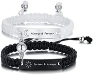 MEALGUET Forever and Always Couple Bracelet : Handmade Braided Rope Macrame ID Bracelet for Lover Personalized Engraved His and Hers Bracelet for Men Women,Husband/Wife