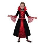 Spooktacular Creations Girls Gothic Vampire Costume, Victorian Vampiress Queen Cloak,Noble Medieval Queen HalloweenL(10-12yr)