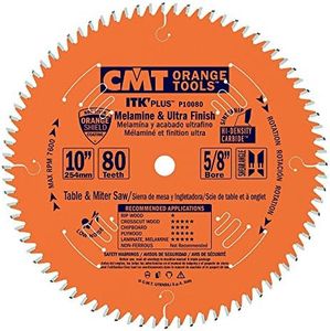 CMT P10080 5/8" Bore ITK Melamine & Ultra Finish Saw Blade, 10" x 80 Teeth